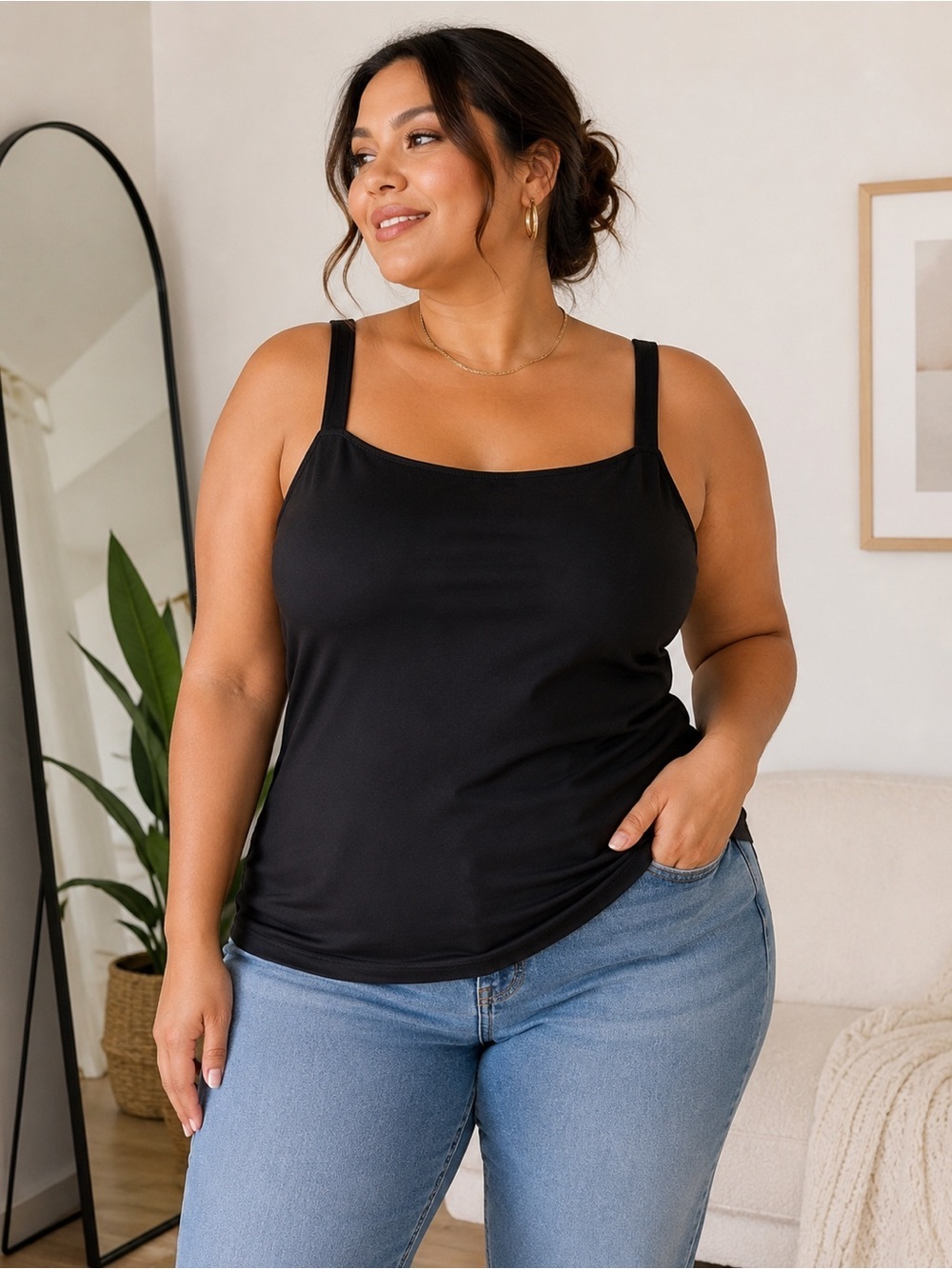 Apostrophe Black Sleeveless Tank Top Women’s 16-18W Plus Stretch Adjustable